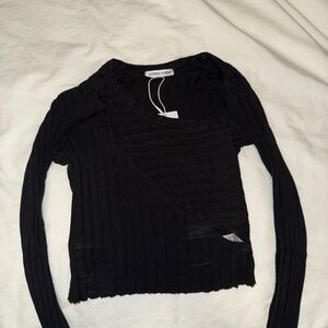 Cotton Citizen Charcoal Ribbed Knit Top